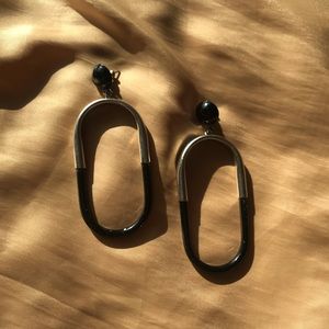 Vintage black and silver pill earrings